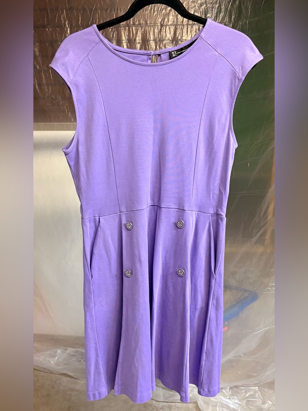 Lavender Button-Detail Dress